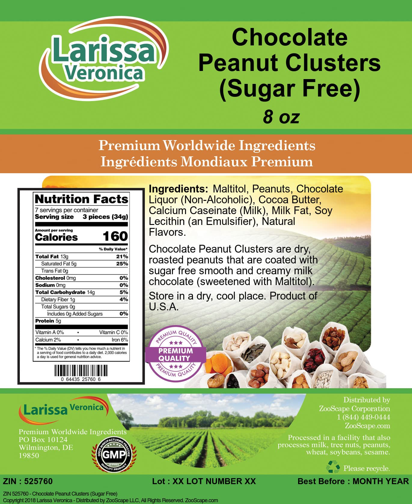 Chocolate Peanut Clusters (Sugar Free) (8 oz, ZIN: 525760) - 2 Pack