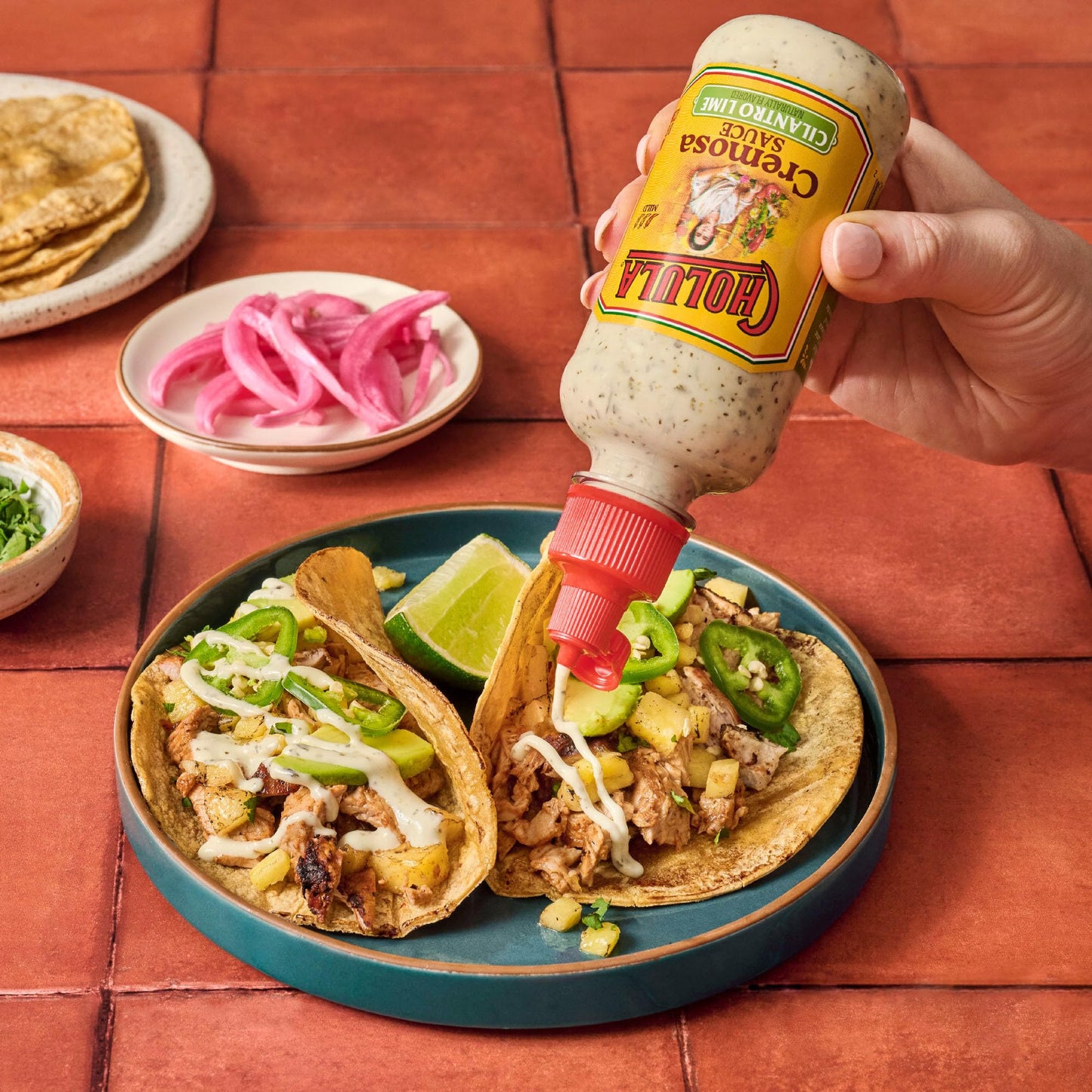 Cholula Cremosa Sauce, Cilantro Lime, Mild Heat, Creamy Squeezable Topping for Tacos, Enchiladas, Soup, Tostadas, Eggs and More, 8 fl oz