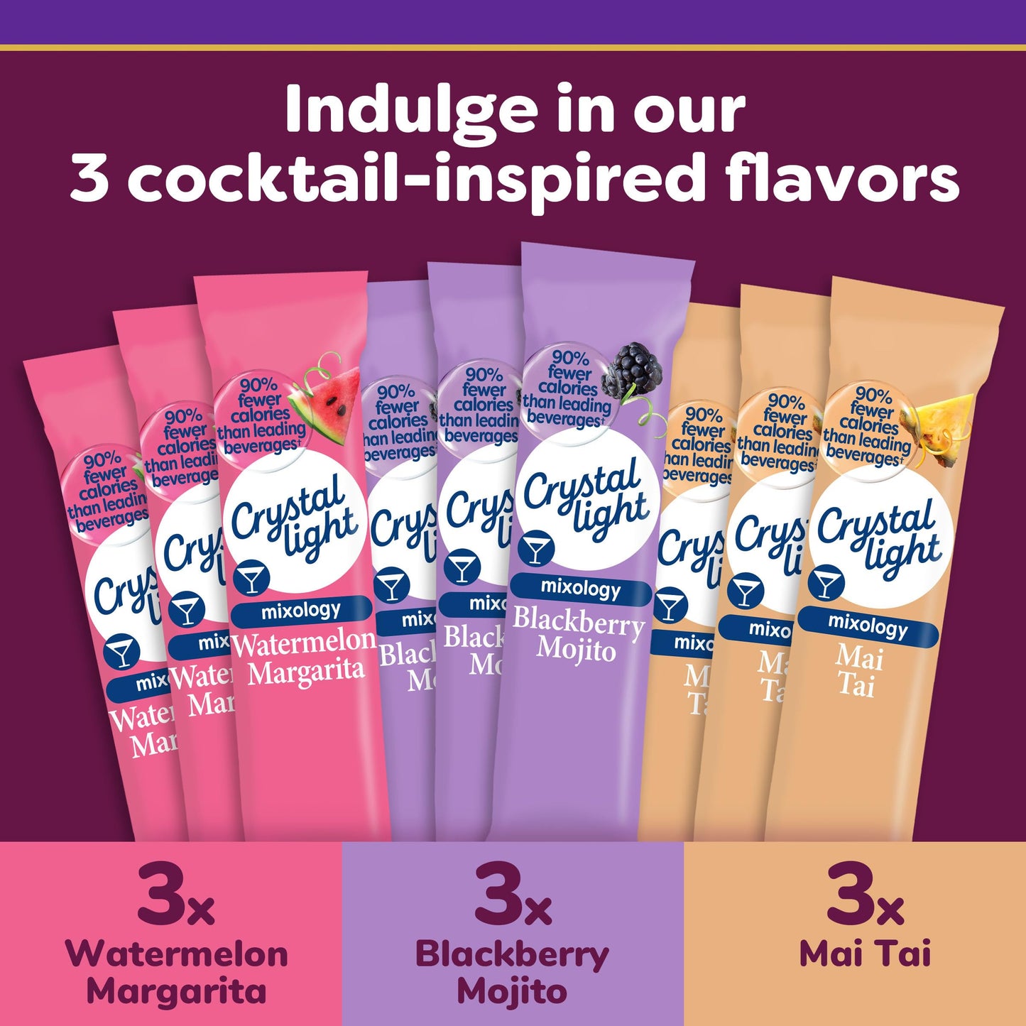 Crystal Light Mixology Drink Mix Variety Pack, 9 Packets, for Convenient On-the-Go Flavorful Hydration, Artificially Flavored Watermelon Margarita