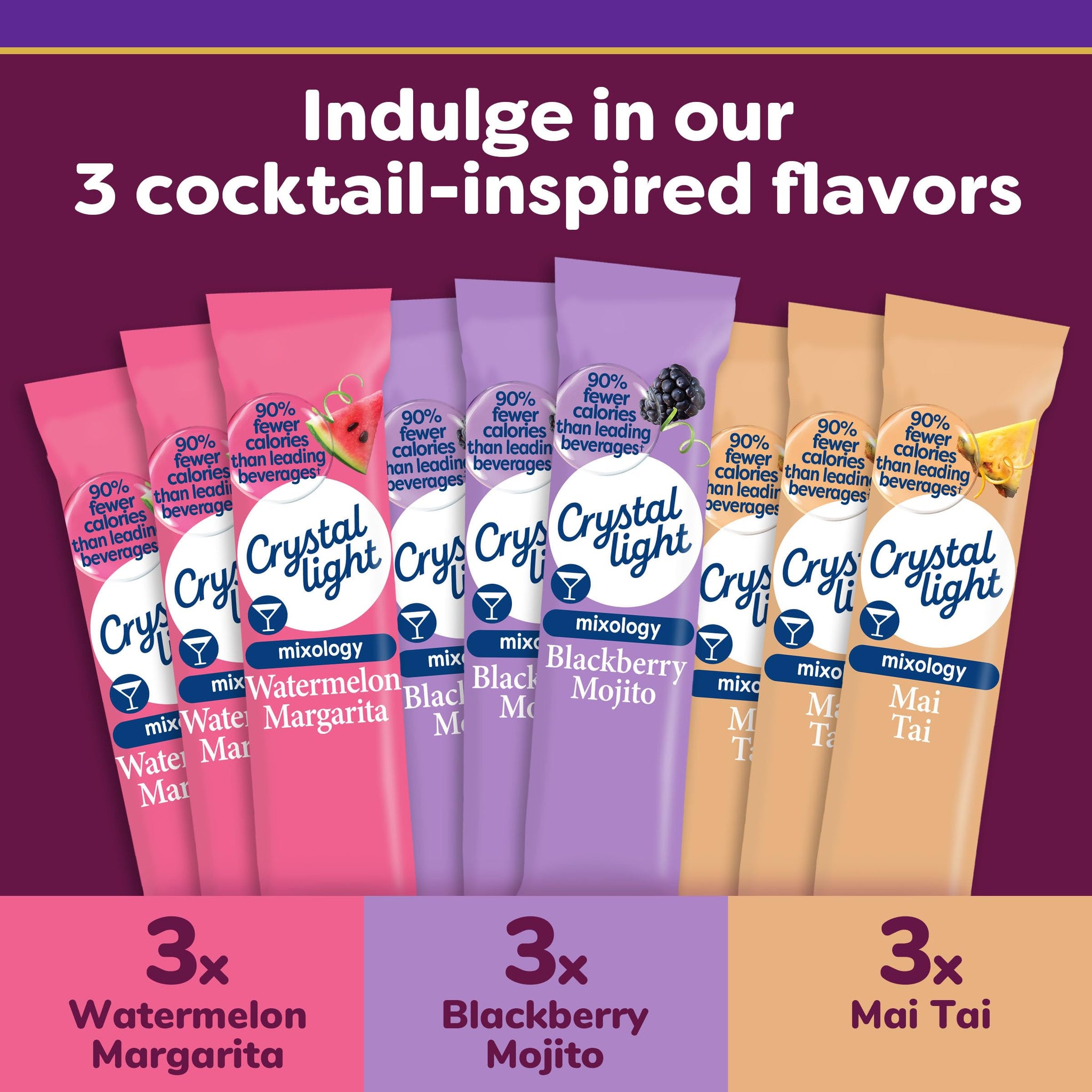Crystal Light Mixology Drink Mix Variety Pack, 9 Packets, for Convenient On-the-Go Flavorful Hydration, Artificially Flavored Watermelon Margarita