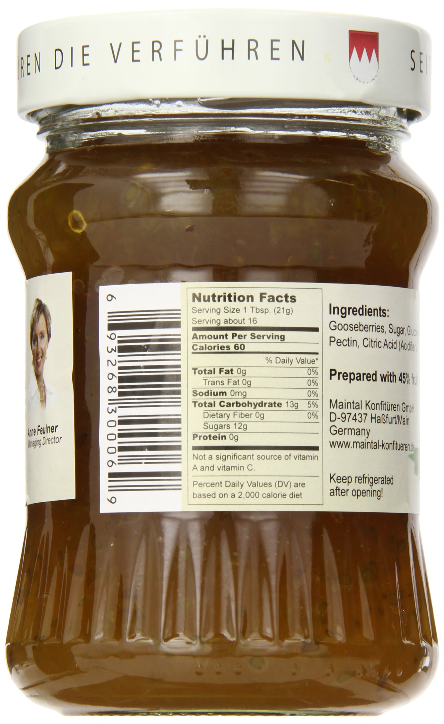 Maintal Gooseberry Premium Preserve Extra, 12 Ounce