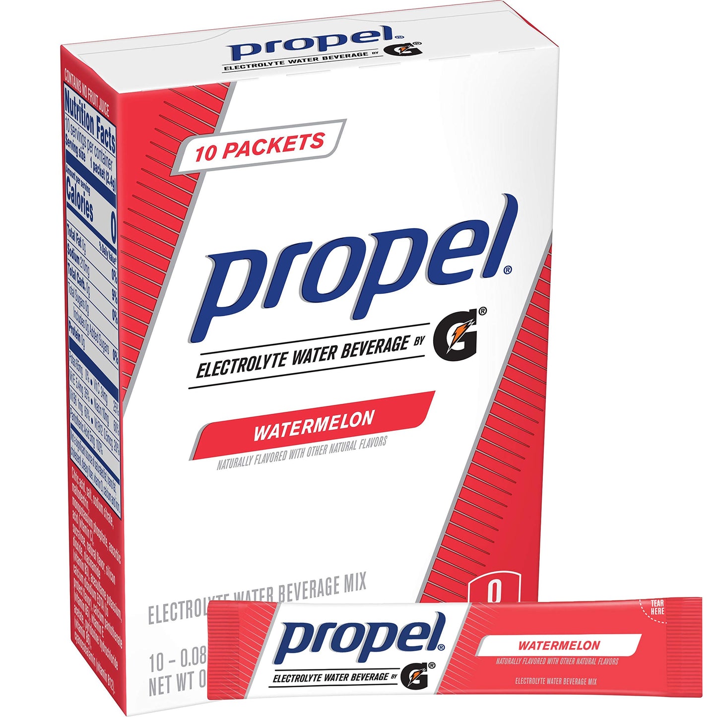 Propel Water Beverage Powder Mix with Electrolytes and Vitamins, Watermelon, .08 Ounce Packets, 10 Count