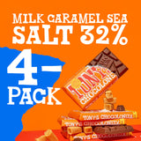 Tony’s Chocolonely Belgian Milk Chocolate Candy Bar With Caramel & Sea Salt, Chocolate Bars for Snacks, Party Favors, or Gifts, 32% Cacao, Made From
