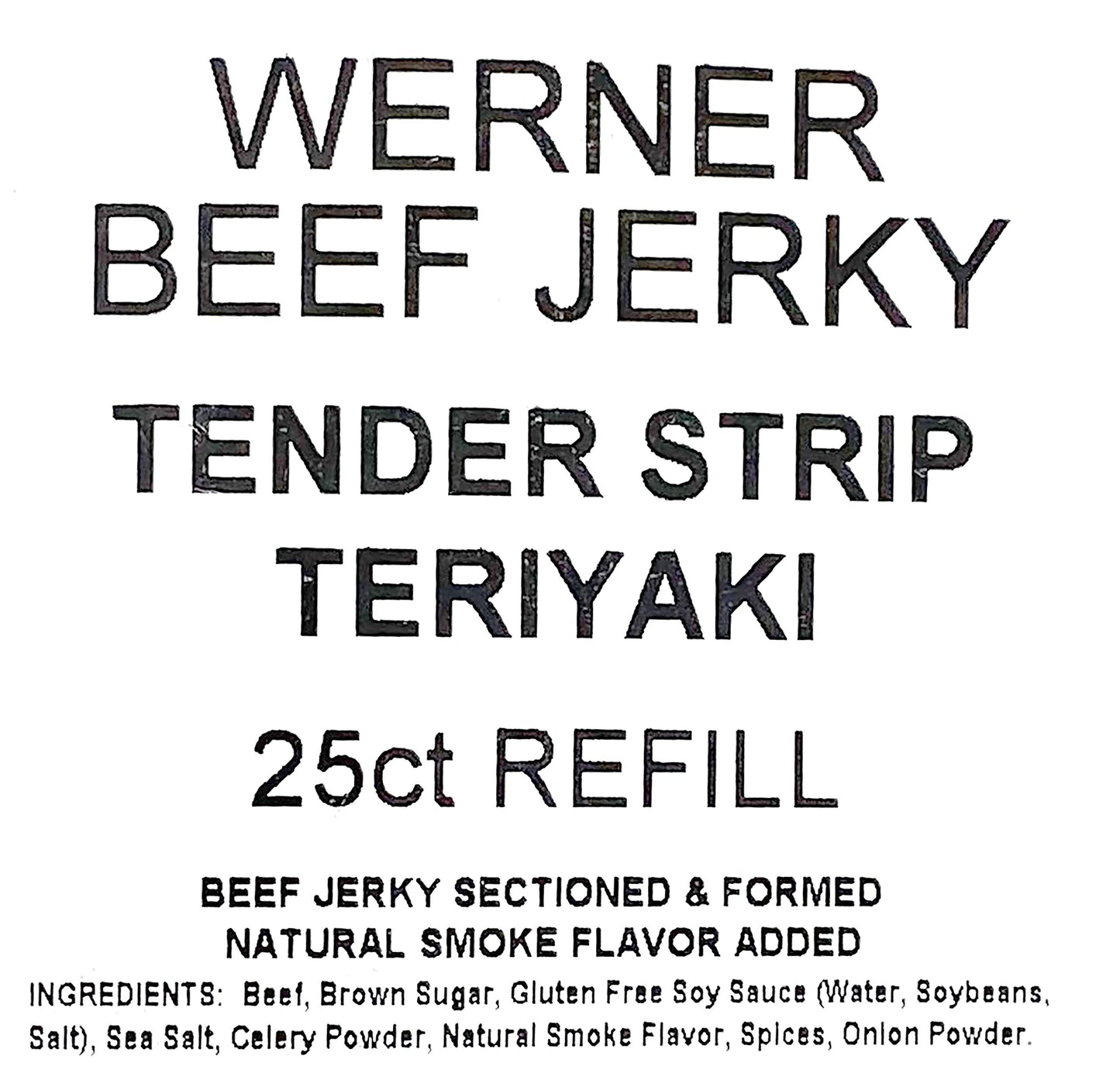 Werner Tender Strips Teriyaki Beef Jerky - Pack of 25 Jerky Strips - Made in the USA