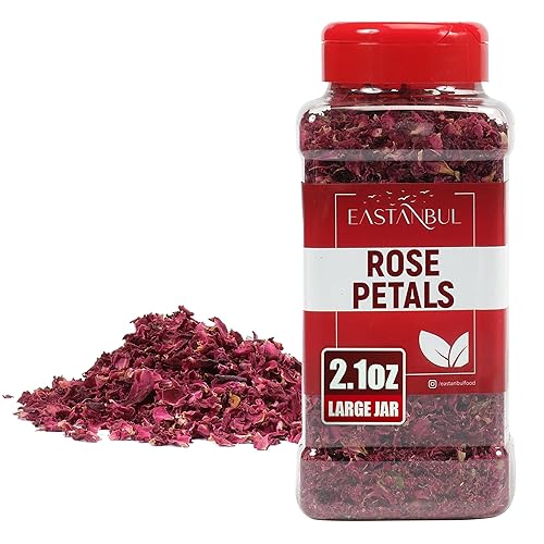 Eastanbul Dried Rose Petals, 2.1oz, Premium Edible Rose Petals, Dried Flower for Herbal Tea, Decoration, Sprinkles, Dessert Topping, From