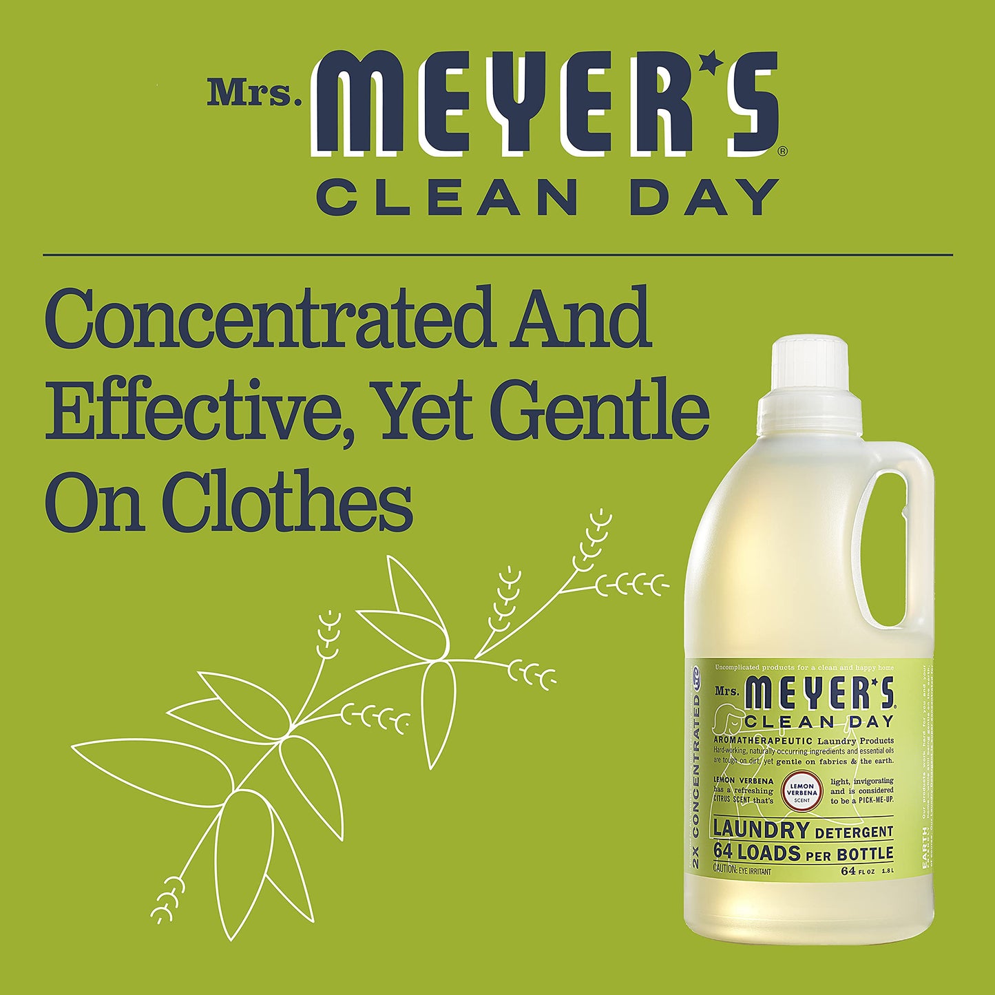 Mrs Meyer's Lemon Verbena Laundry Detergent, 64 FZ
