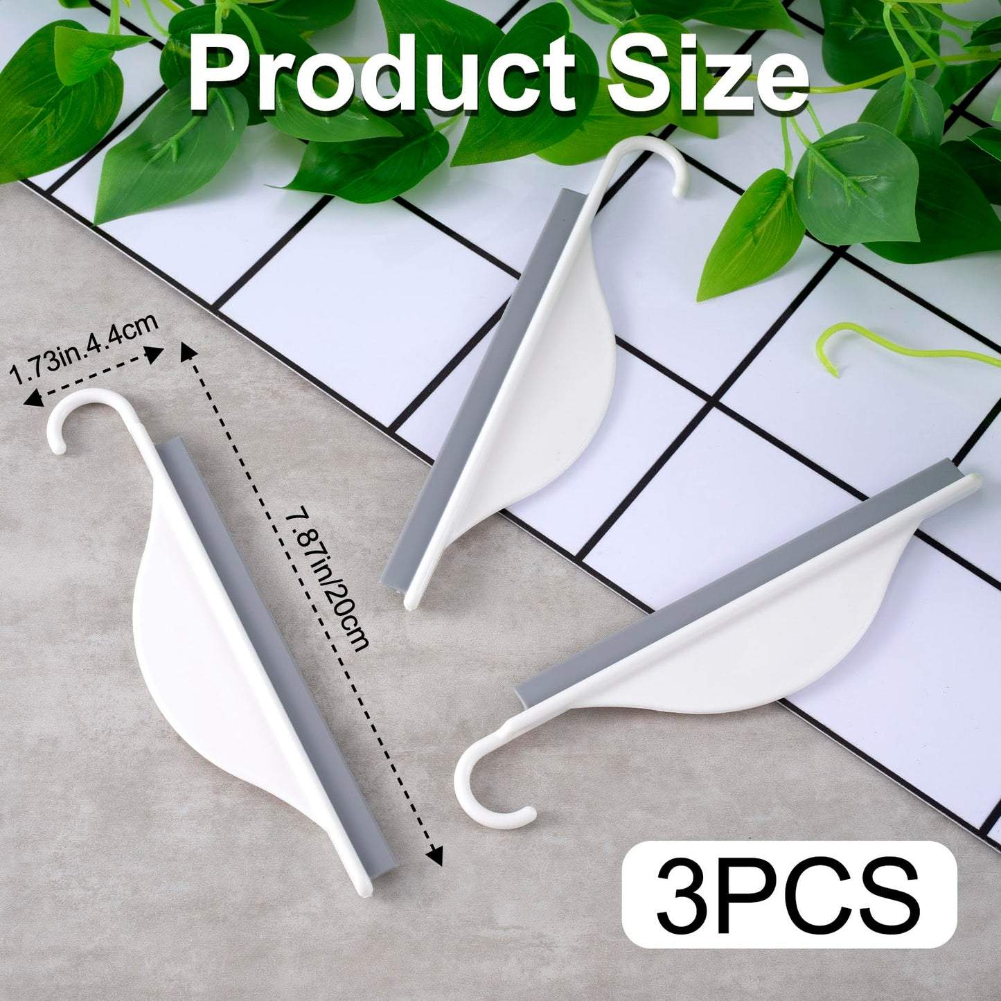 Nuorest 3 pcs Tiny Shower Mirror Squeegee for Bathroom, Window Squeegees for Shower Doors, White Window Wiper Scraper Cleaner Tool, All-Purpose
