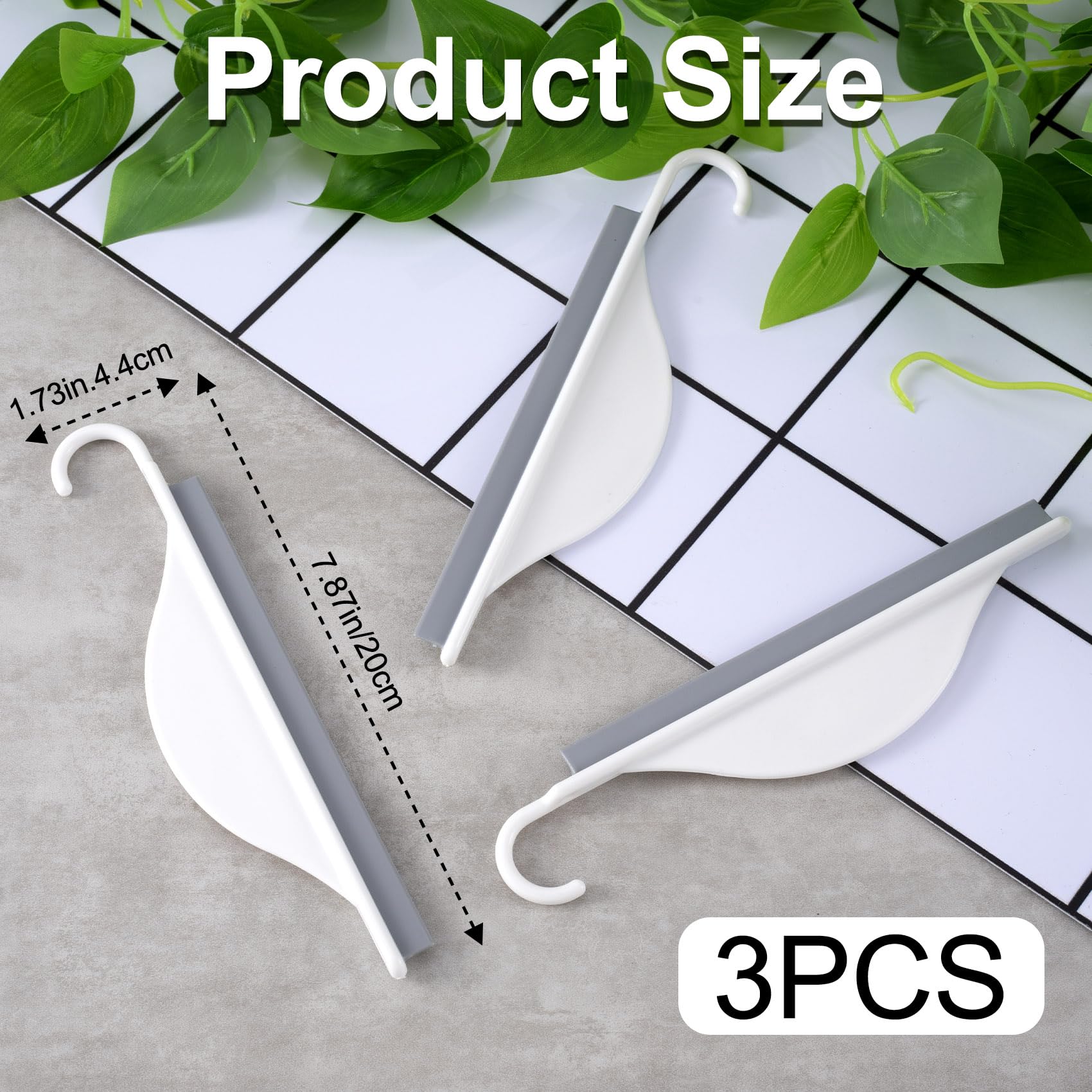 Nuorest 3 pcs Tiny Shower Mirror Squeegee for Bathroom, Window Squeegees for Shower Doors, White Window Wiper Scraper Cleaner Tool, All-Purpose