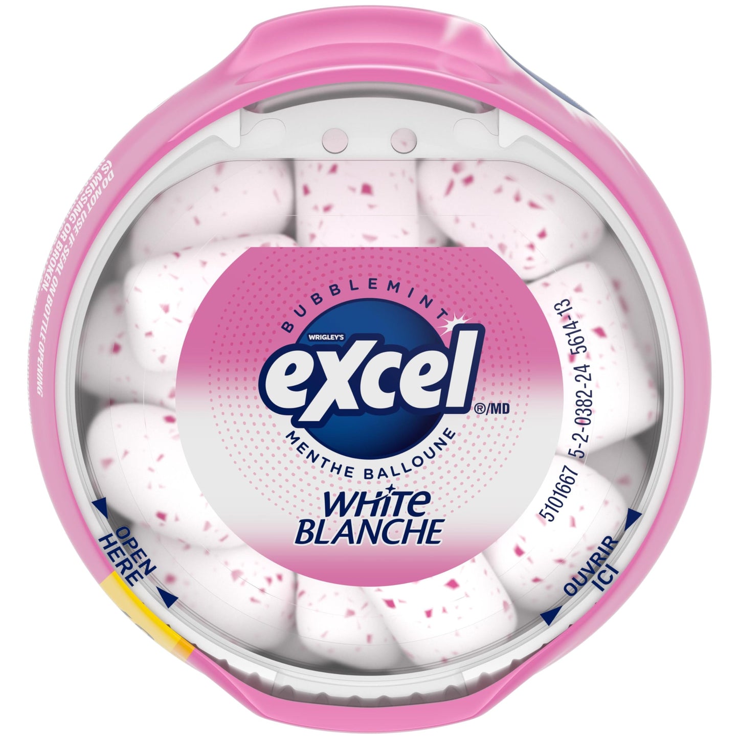 Excel White Sugar-Free Gum,Bubblemint, 60pc Bottle,6ct{Imported from Canada}