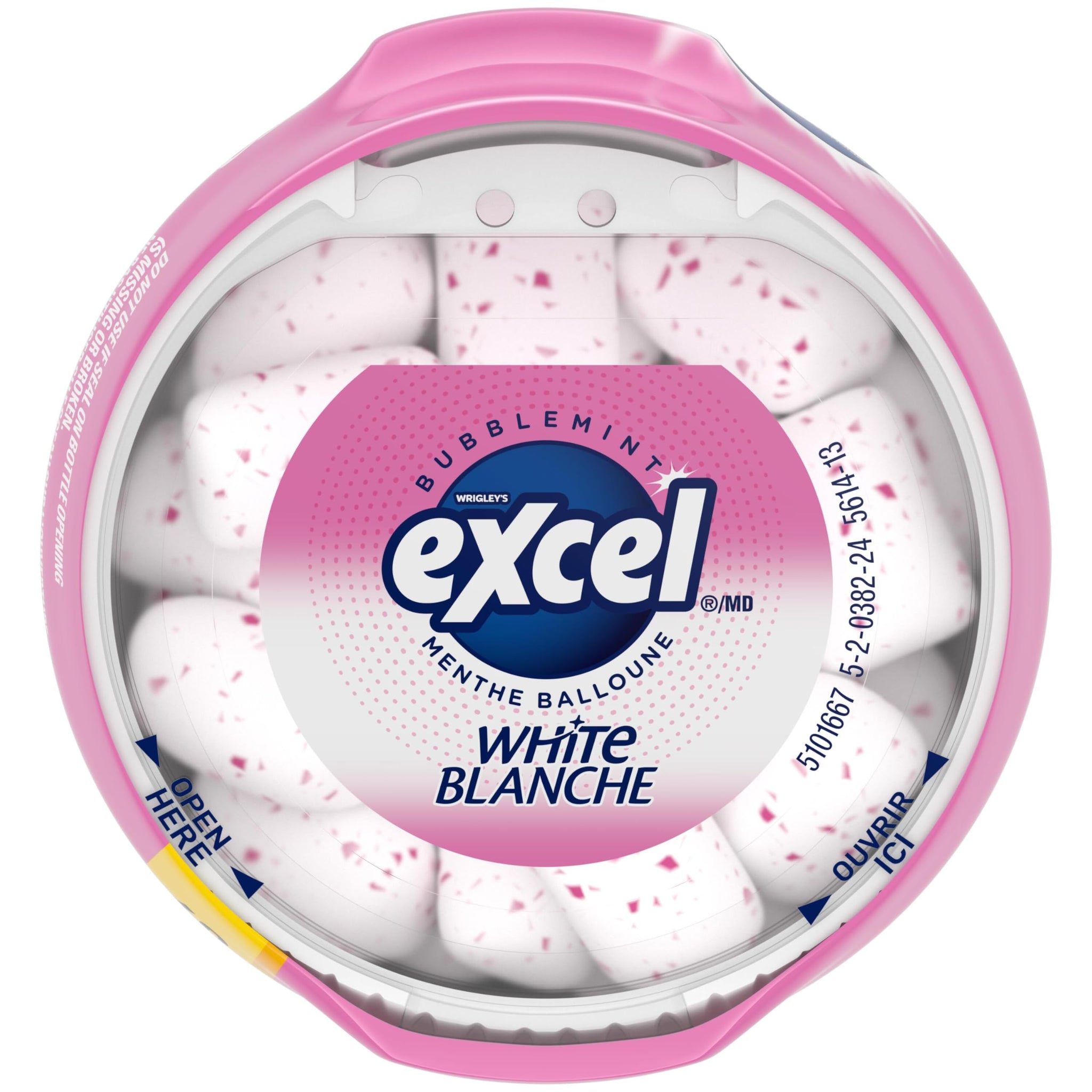 Excel White Sugar-Free Gum,Bubblemint, 60pc Bottle,6ct{Imported from Canada}