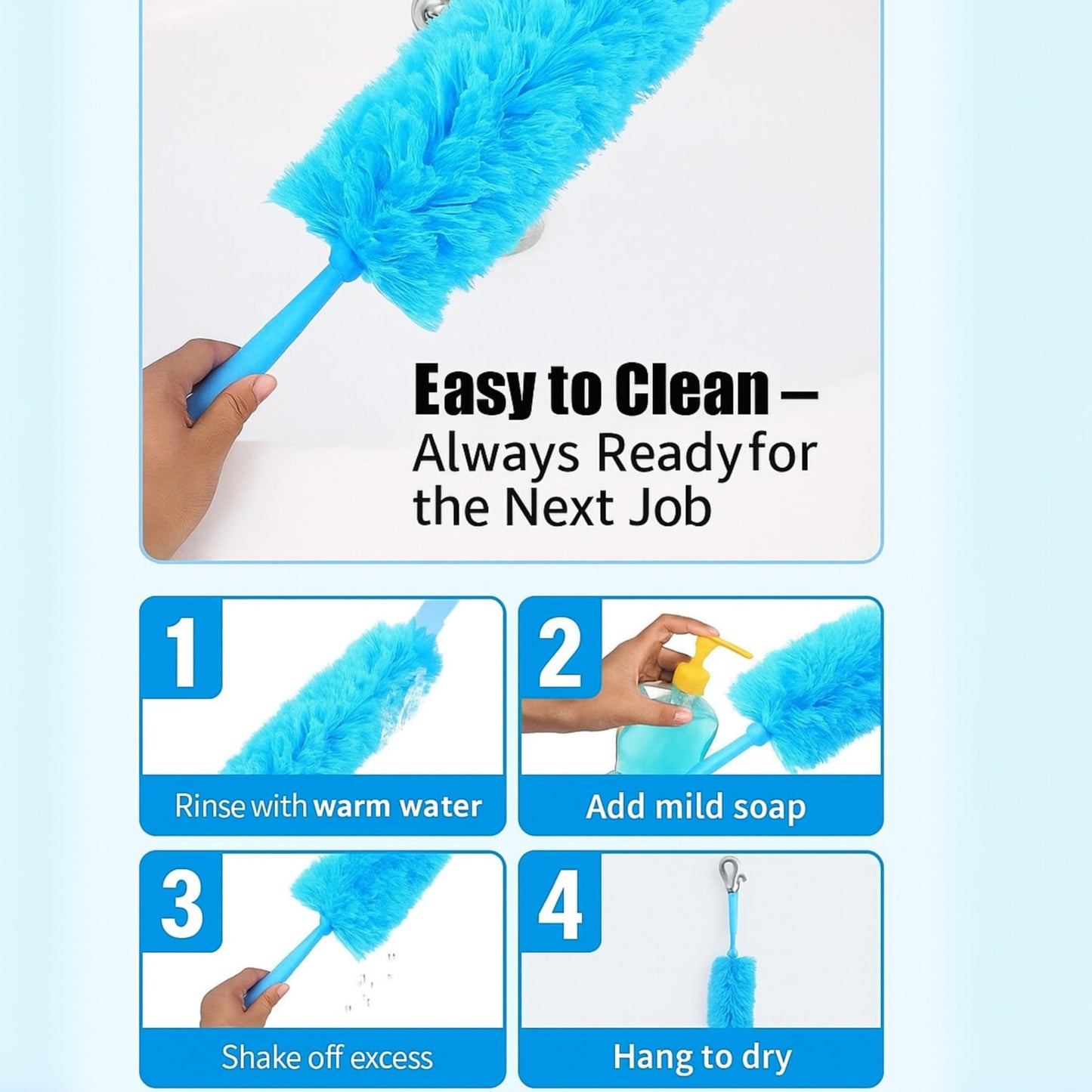 The Perfect Part Microfiber Duster - 22'' Ceiling Fan Cleaner Duster, Dust Brush for Cleaning Window Blinds, Ceiling Fans, Furniture & Cars, Reusable