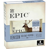 EPIC Venison Sea Salt and Pepper Bars, Keto and Paleo Friendly, Whole 30, Protein Snacks, 4 Ct, 5.2 oz