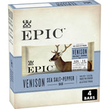 EPIC Venison Sea Salt and Pepper Bars, Keto and Paleo Friendly, Whole 30, Protein Snacks, 4 Ct, 5.2 oz