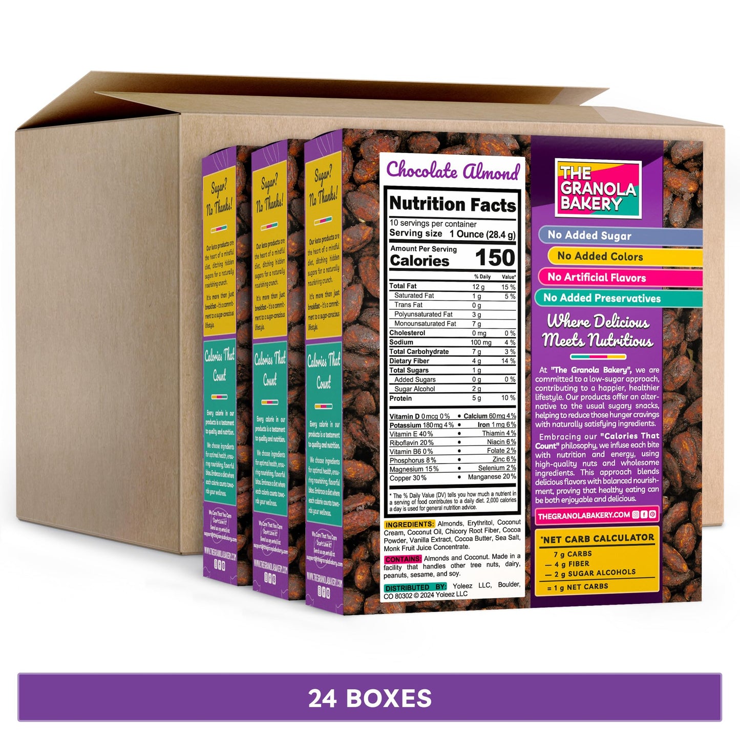 THE GRANOLA BAKERY TGB Chocolate Almonds | 1g Net Carb Keto Snack | Gluten Free Low Carb Candy Nuts, 10 Ounces (Pack of 24)