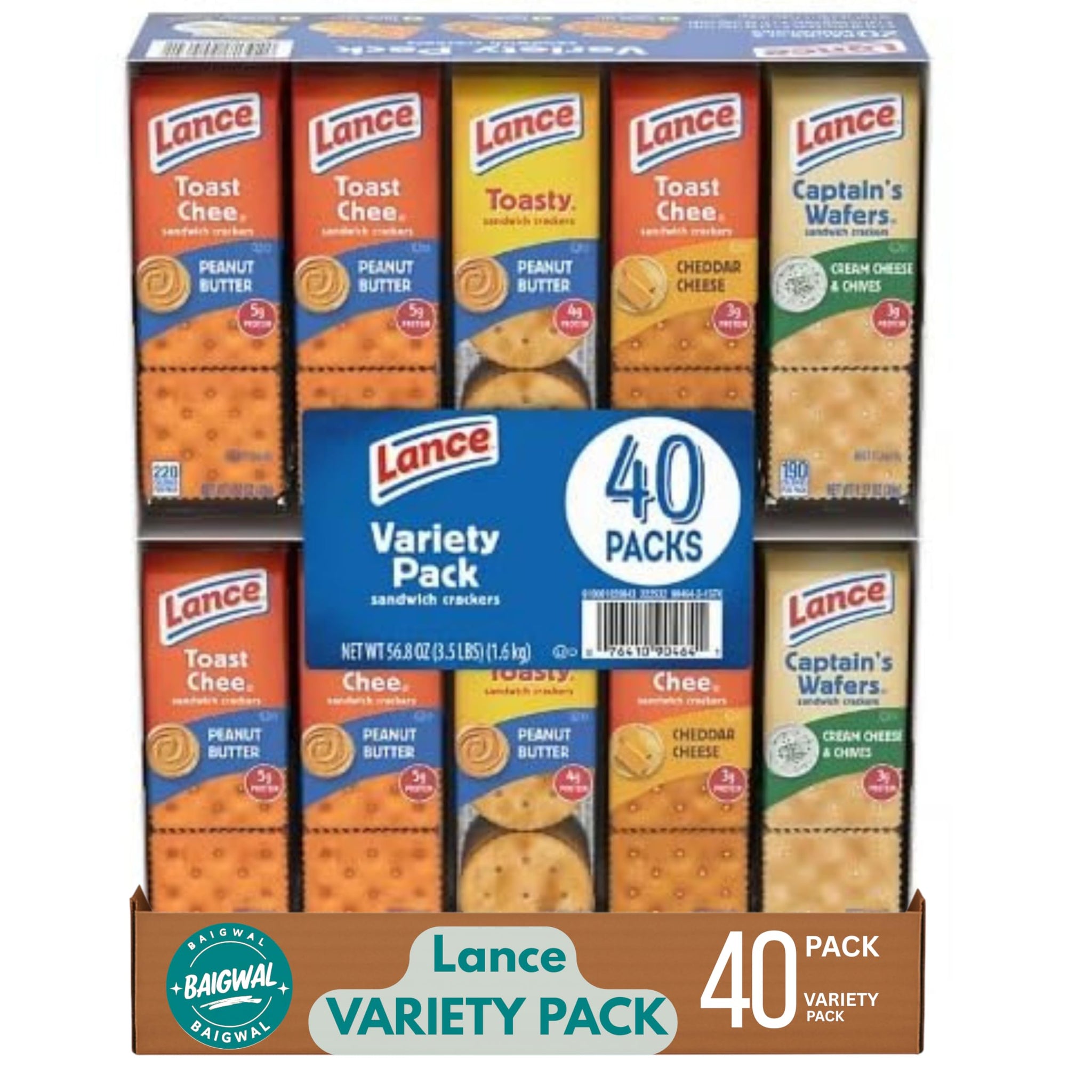 Lance Sandwich Crackers Variety Pack, 40 Count
