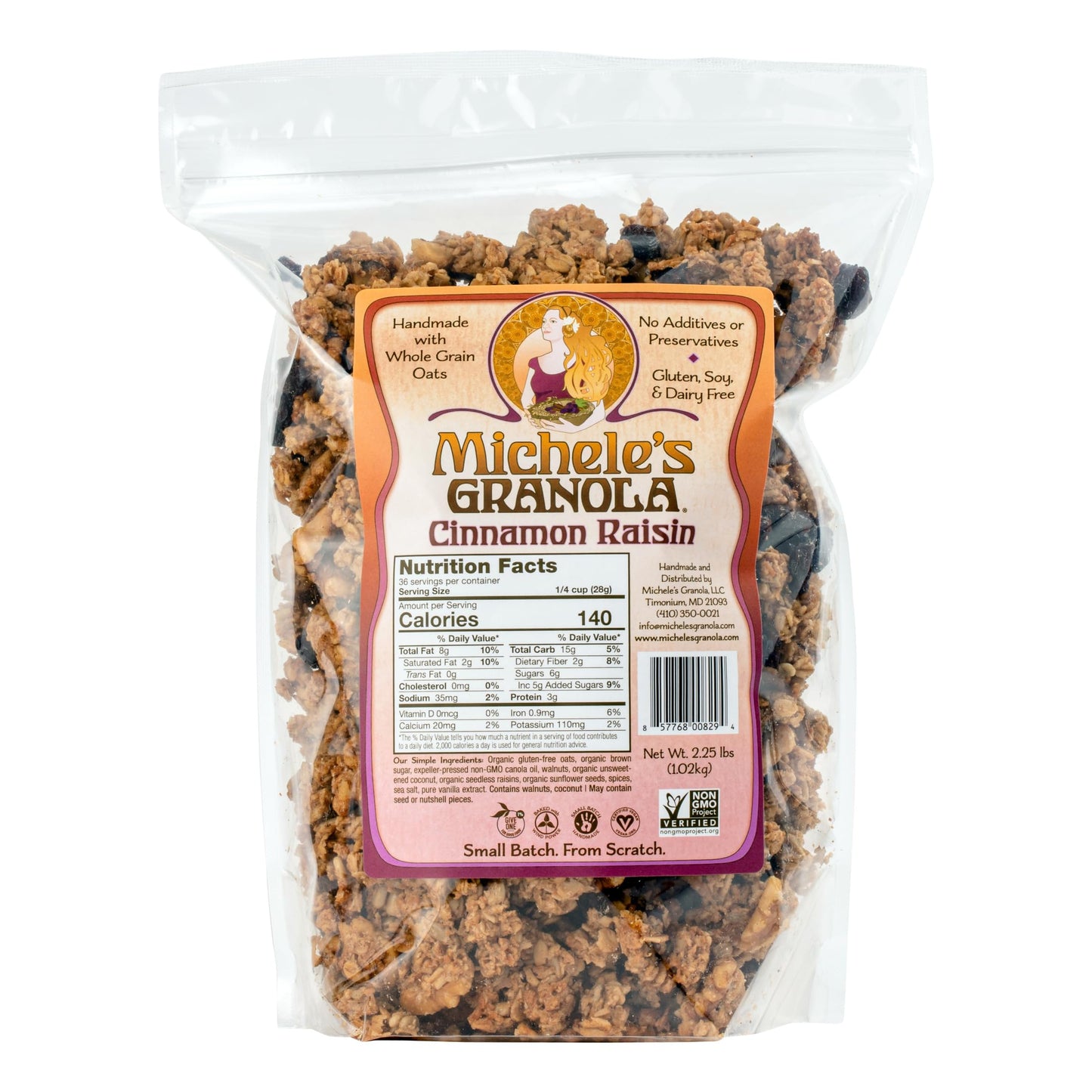Michele's Granola Cinnamon Raisin, Handmade, Whole Grain, Vegan, Gluten-Free & Non-GMO, 36oz Resealable Bag
