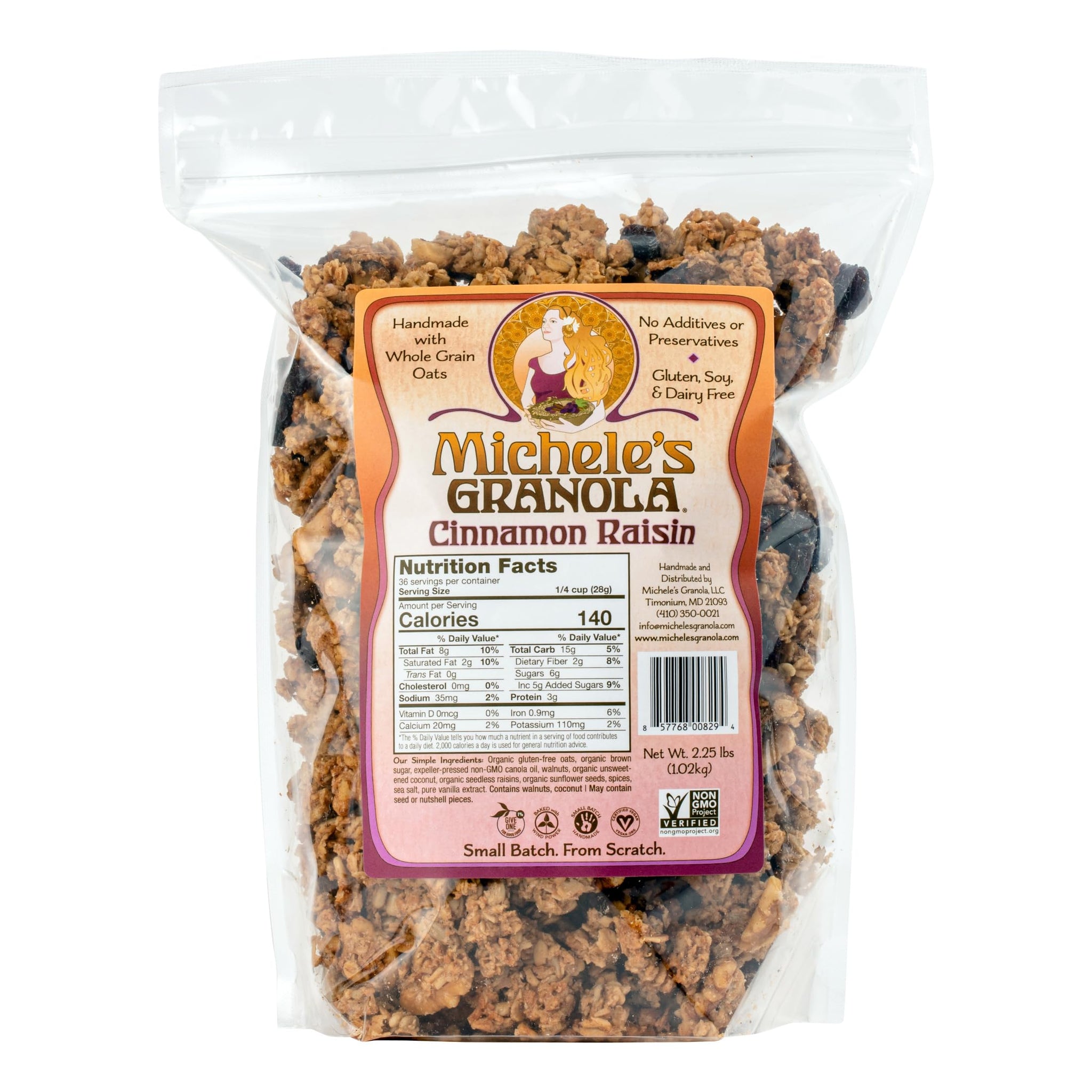 Michele's Granola Cinnamon Raisin, Handmade, Whole Grain, Vegan, Gluten-Free & Non-GMO, 36oz Resealable Bag