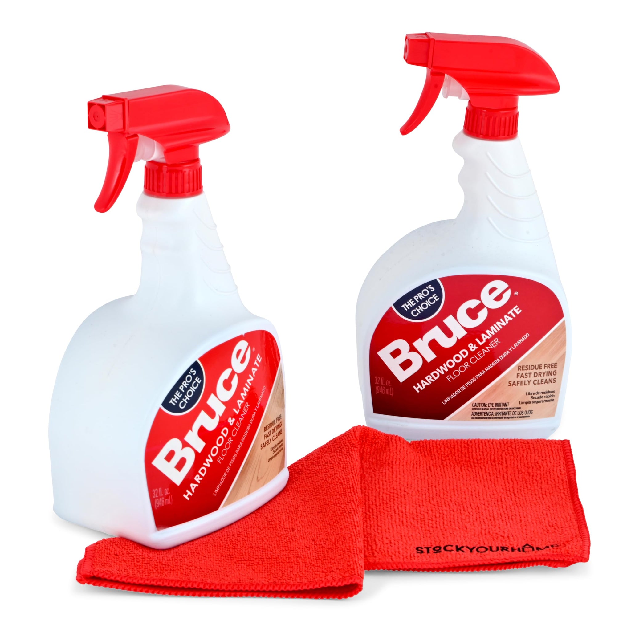 Stock Your Home Bruce Hardwood and Laminate Floor Cleaner (2 Pack) Residue Free Floor Cleaner for Mopping, Two 32 oz Spray Bottles Microfiber Cleaning