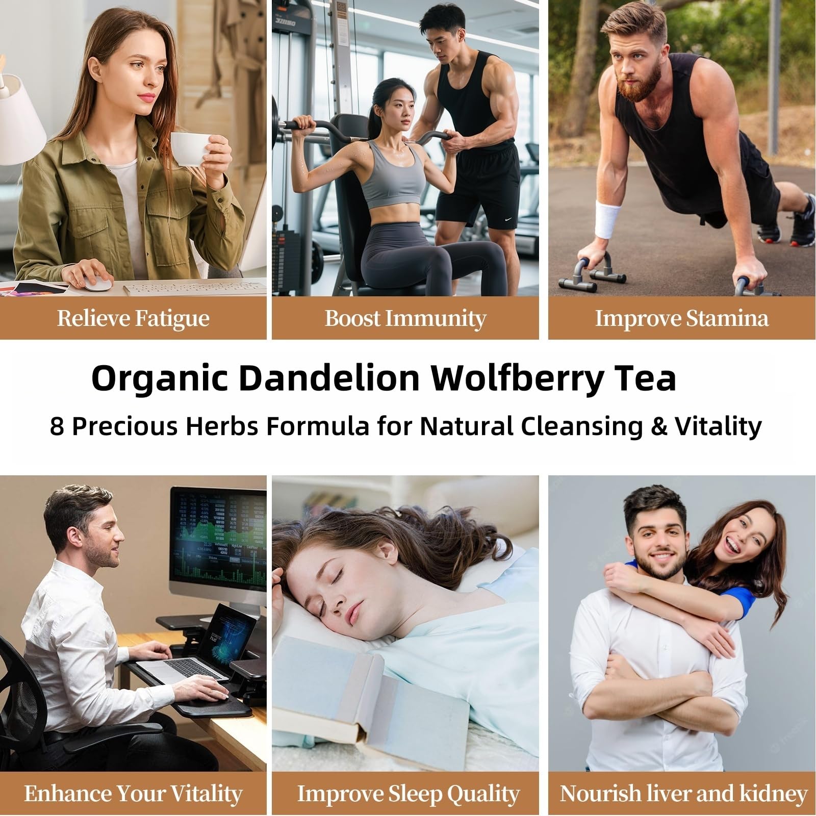 Premium Kidney and Liver Detox Tea - 8 Herbal Blend with Dandelion, Goji Berry, Jujube, Licorice Root & Chrysanthemum - Caffeine & Sugar Free - 20