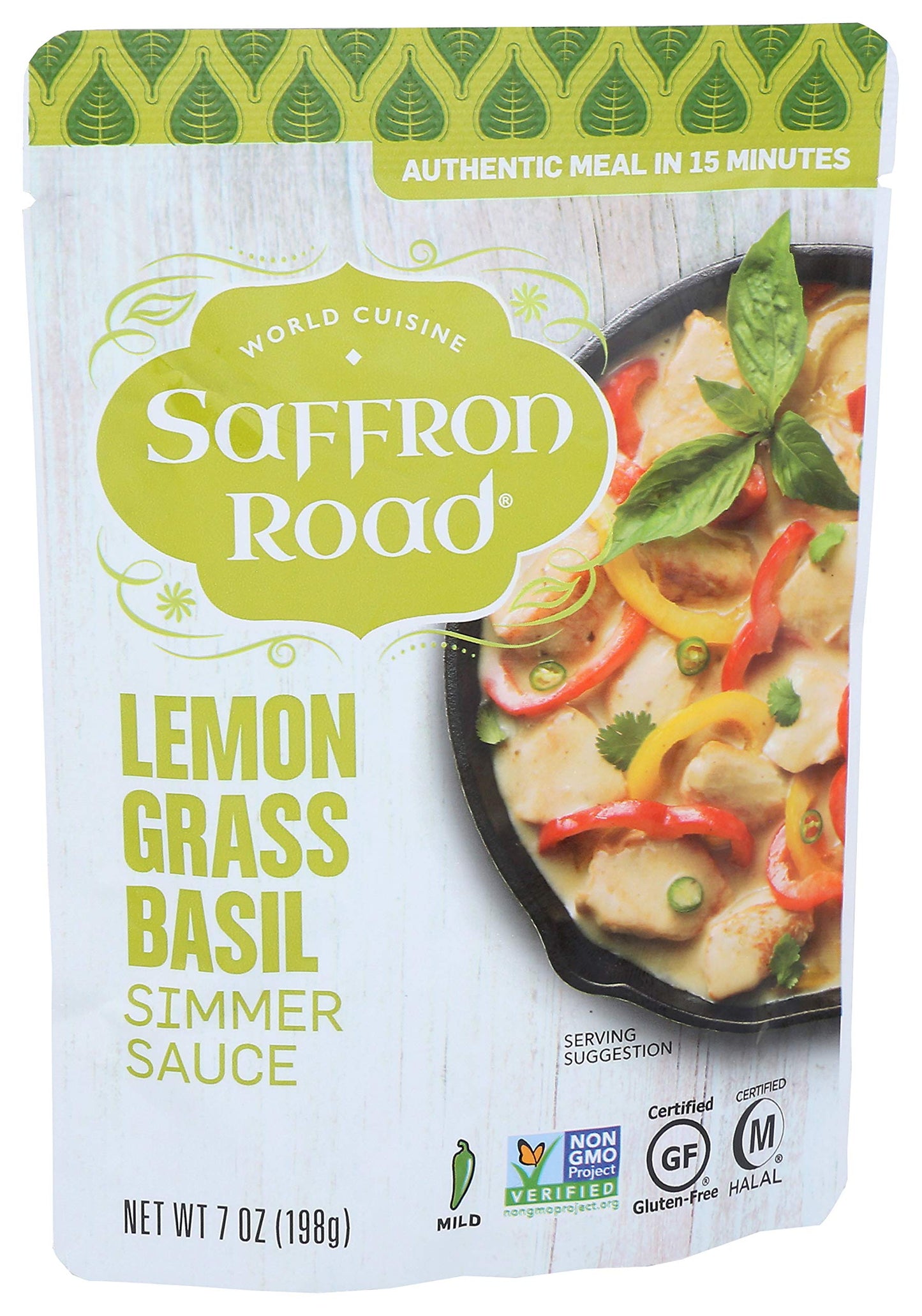 Saffron Road Lemongrass Basil Simmer Sauce, 7oz - Non-GMO, Gluten Free, Halal, Kosher