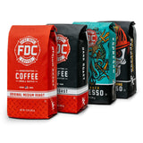 Fire Department Coffee - Gives Back to Firefighters - Rescue Variety Pack - Ground Coffee - Medium, Dark, Shellback Espresso, & Skull Crushing