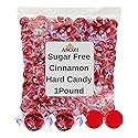 Sugar Free Cinnamon Hard Candy- 1lb Bulk Sugarless Candy Disc, Cinnamon Discs Individually Wrapped Keto And Diabetic Friendly, for Parties & Holidays