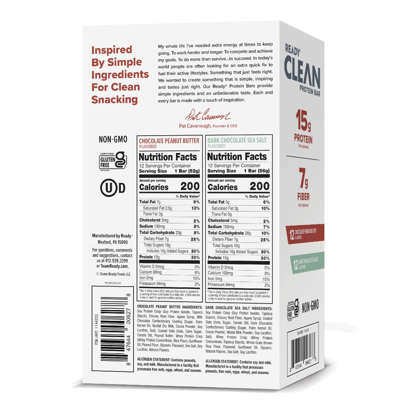 Ready® Protein Bars - High-Protein Snack with 15g Whey Protein, With Flaxseeds and Omega-3s for Sustained Energy, Supports Lean Muscle and Recovery