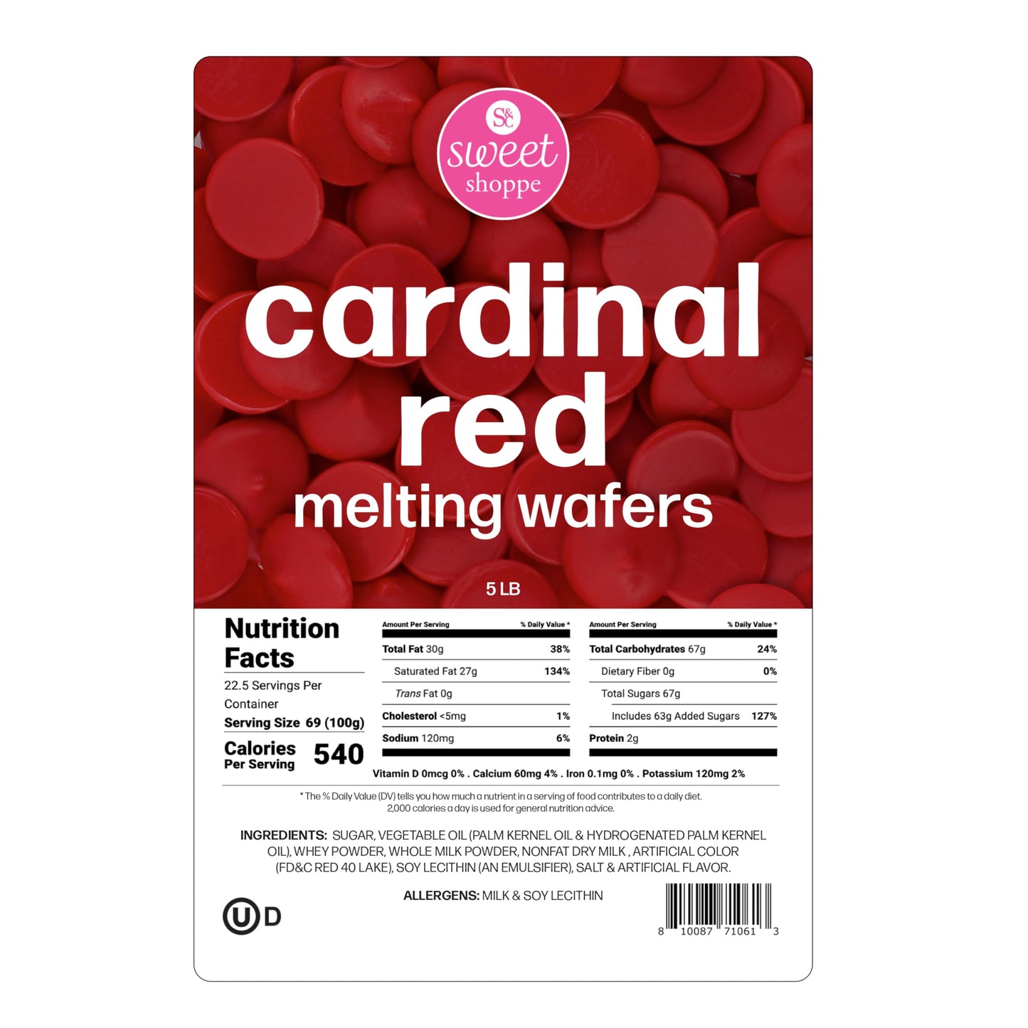 Sweet Shoppe Cardinal Red Melting Wafers, 5 pounds