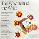 Arbonne Ginseng Energy Supplements - Blood Orange Flavor Fizz Sticks, Energy Boost with Caffeine Powder from Guarana and Green Tea, Delicious