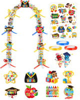 CRASHOT Graduation Candy Lei Making Kit, DIY 2026 Grad Gift Lei Set with 12 Clear Bags, 3 Rolls Satin Ribbon (Red/Blue/Gold), 6 Sticker Sheets & 10