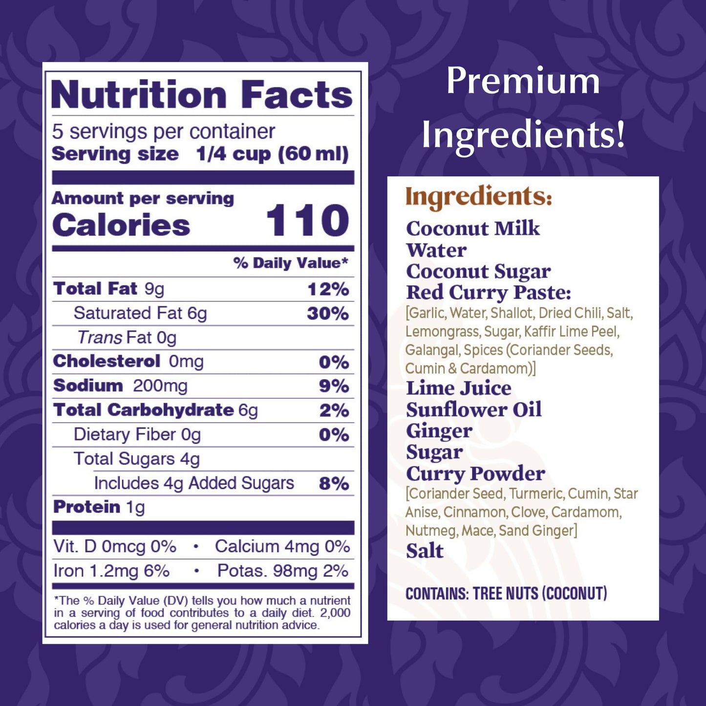 Watcharee’s Thai Coconut Curry Sauce - Authentic Thai Flavor Crafted with Natural Ingredients, Ready-to-Use, Vegan, Non-GMO, Gluten-Free, 9.8 fl oz