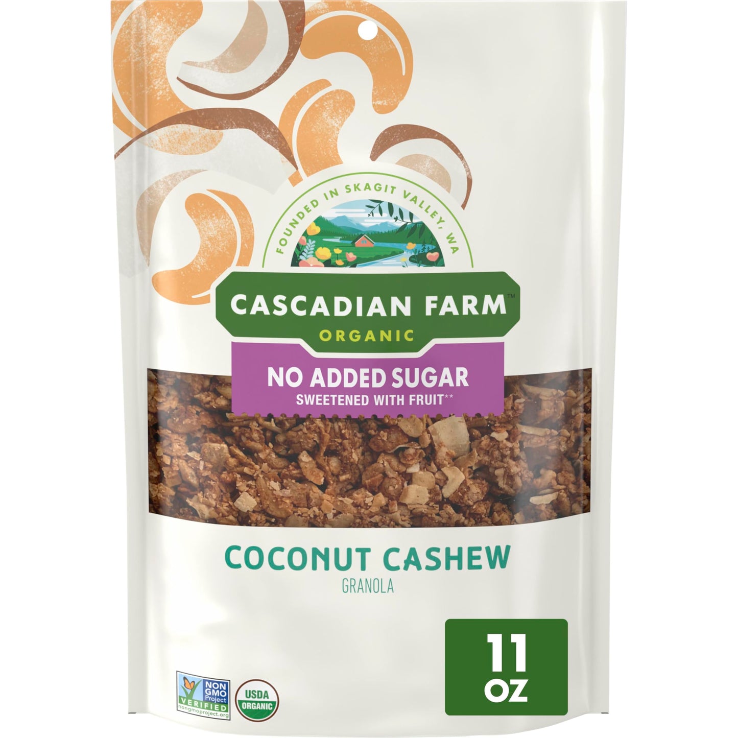 Cascadian Farm, Granola Coconut Cashew No Added Sugar, 11 Ounce