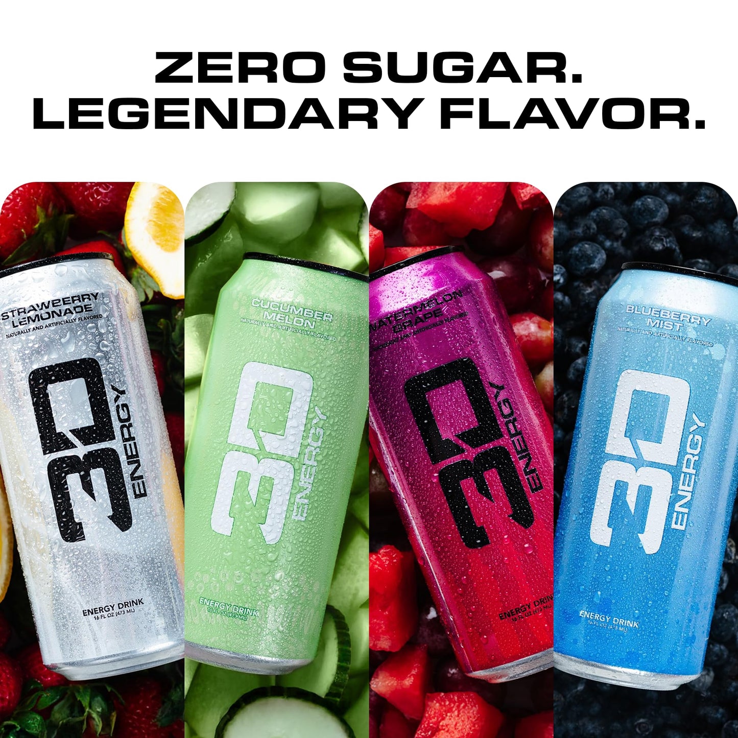 3D Sugar-Free Energy Drinks, Variety Pack - Clean Energy Drink with 200mg Caffeine, Taurine & L-Carnitine - Pre Workout Fitness Drink for Gym
