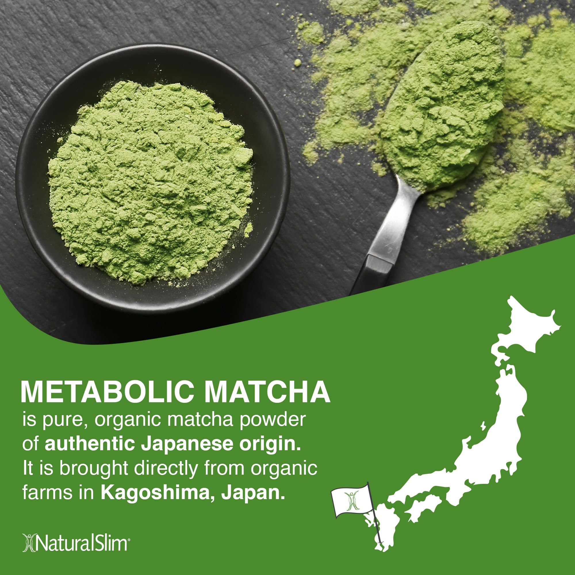 Naturalslim Japanese Organic Matcha Powder Green Tea - Metabolic Pure Japanese Matcha Tea Superfood with L-Theanine & Antioxidants for Metabolism