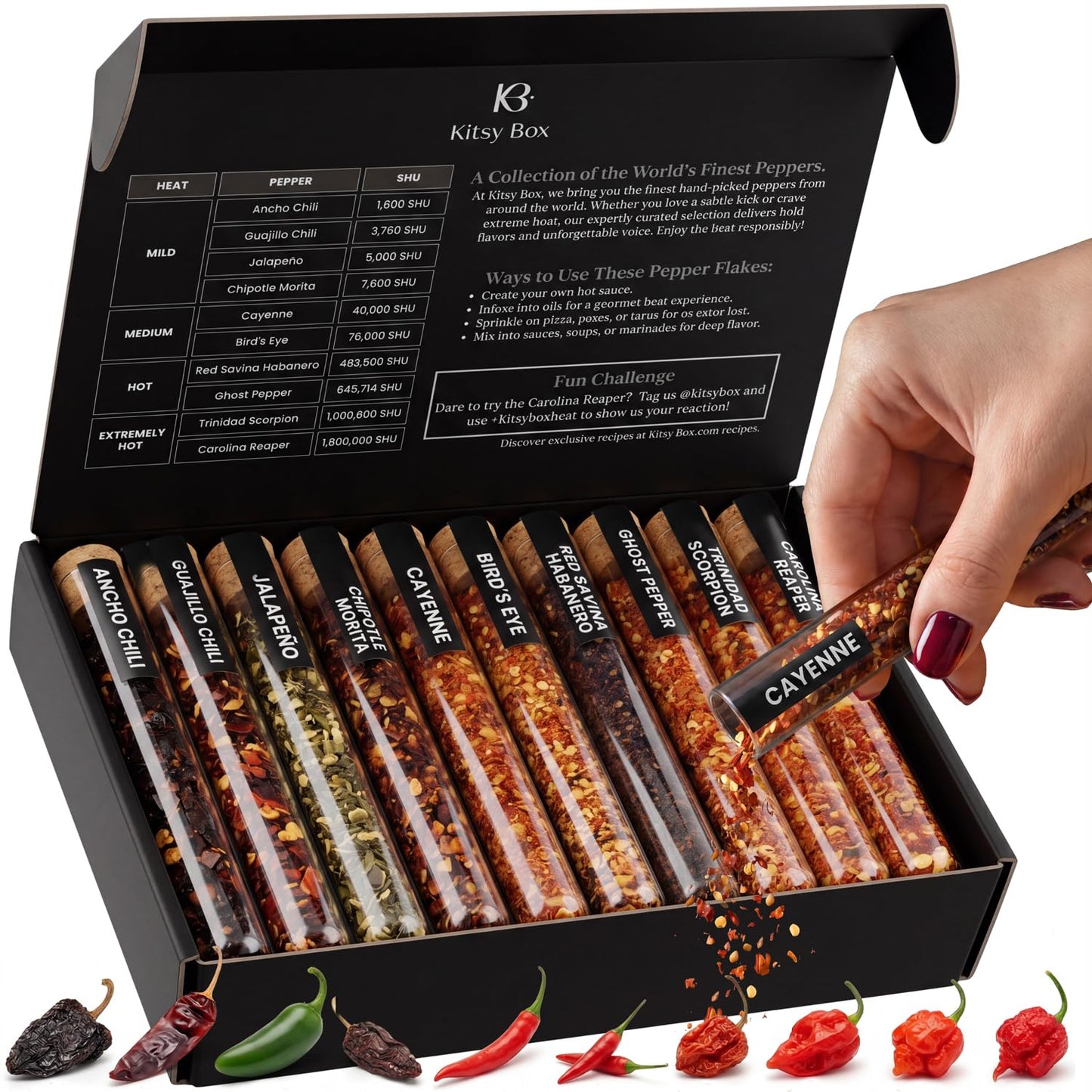 KITSY Hot Crushed Red Chili Pepper Flakes Variety 10 Pack, Gift Set