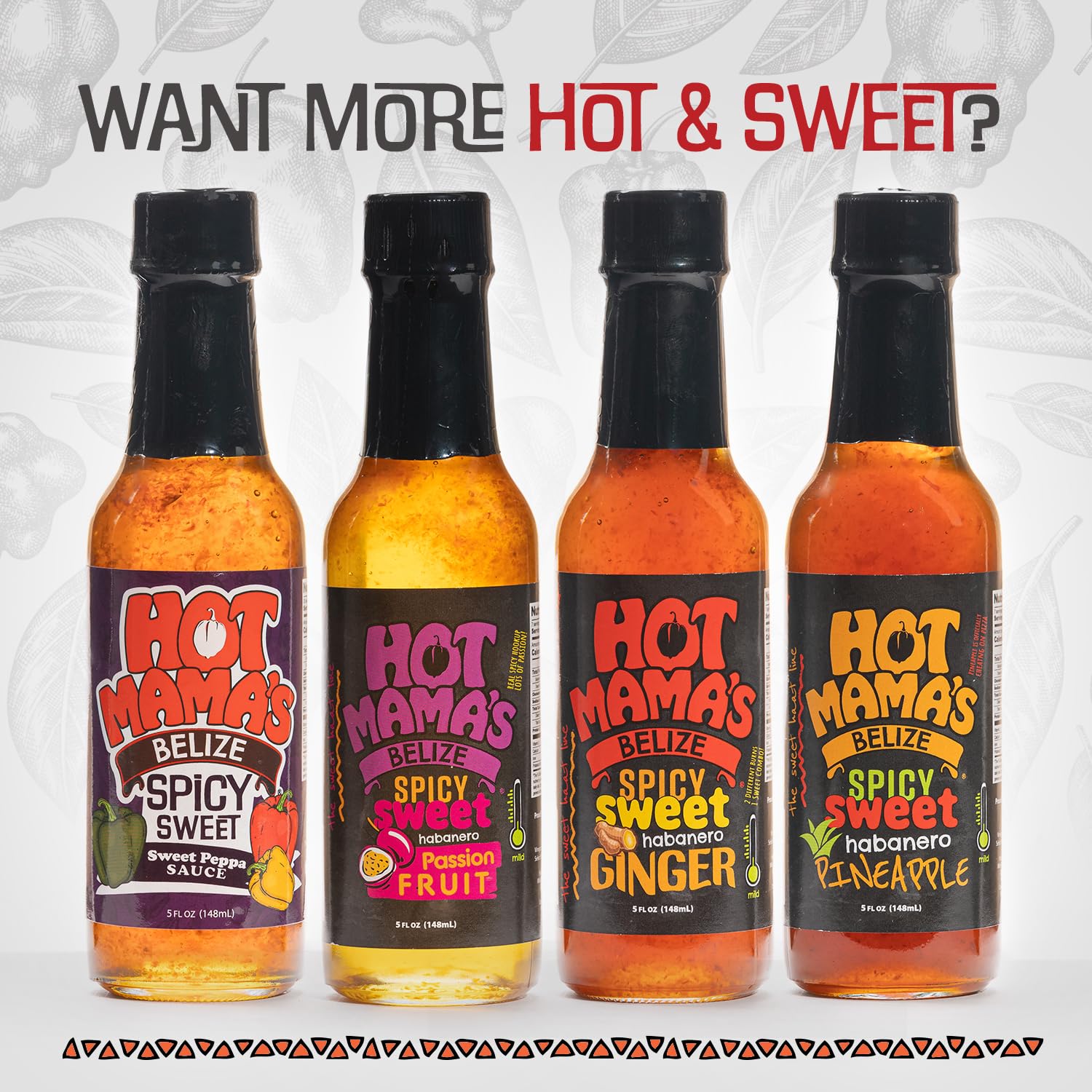 Hot Mama's Belize Sweet and Spicy Pepper Sauce - All-Naturral, No Preservatives - Non GMO - Gluten-Free, Vegan-Friendly, Fresh Ingredients - Great