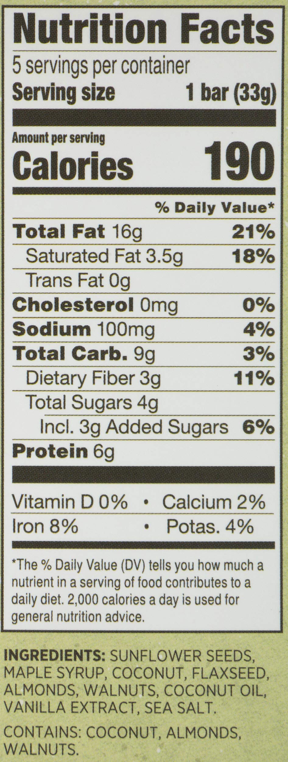 Kitchfix, Granola Bars Grain Free Vanilla Sea Salt, 5.8 Ounce