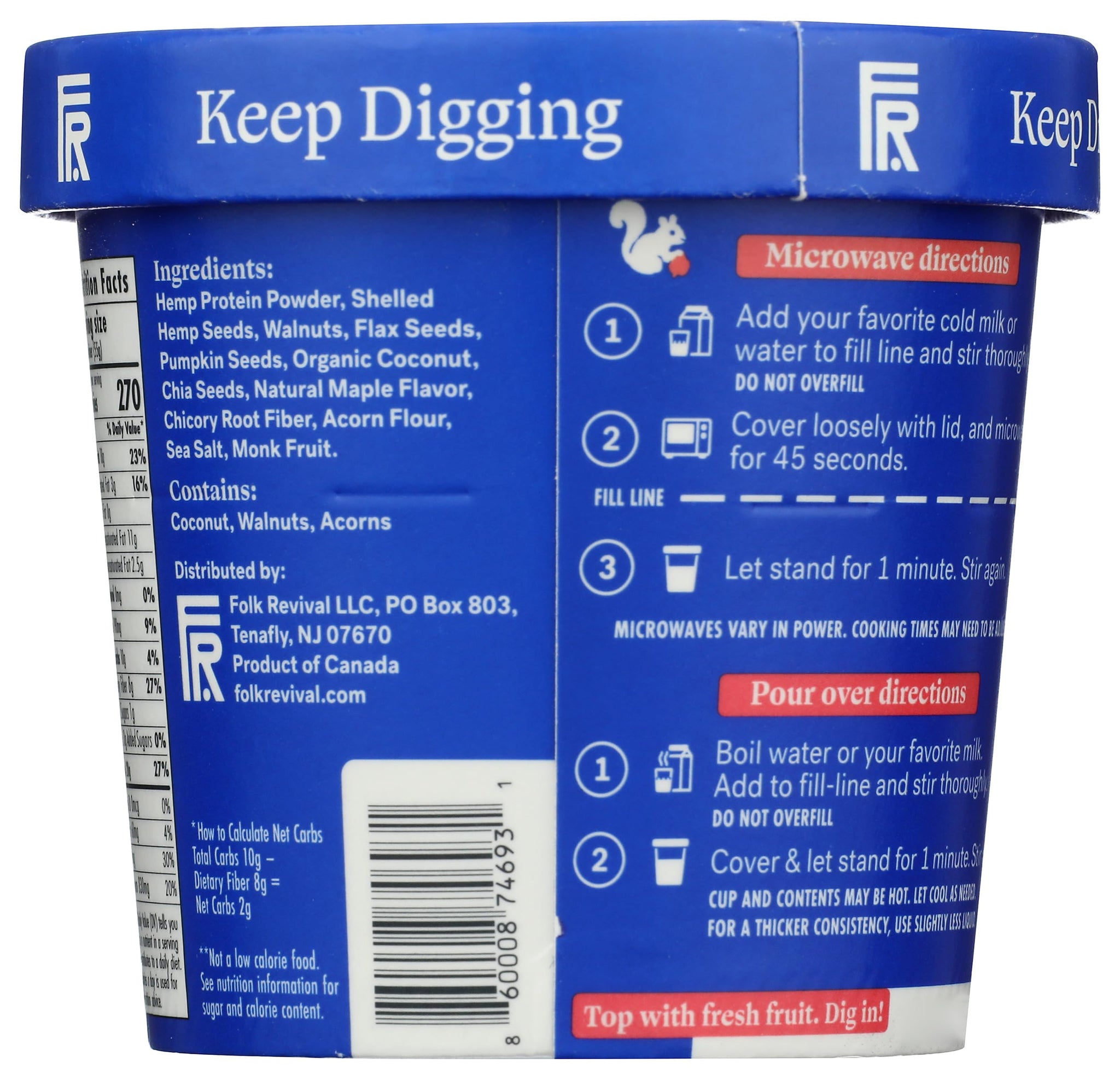Folk Revival, Cereal Cup Grain Free Maple Walnut, 1.94 Ounce