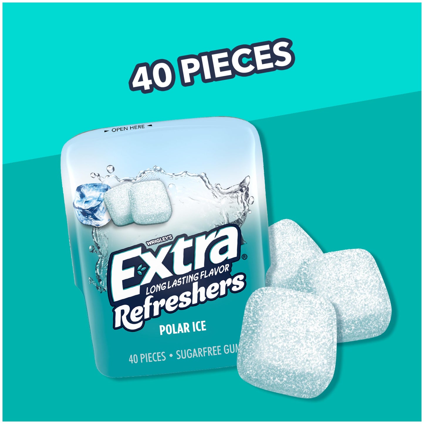 EXTRA Gum Refreshers Polar Ice Bulk Chewing Gum - Sugar-Free, 40 Piece Realable Bottle Pack of 4