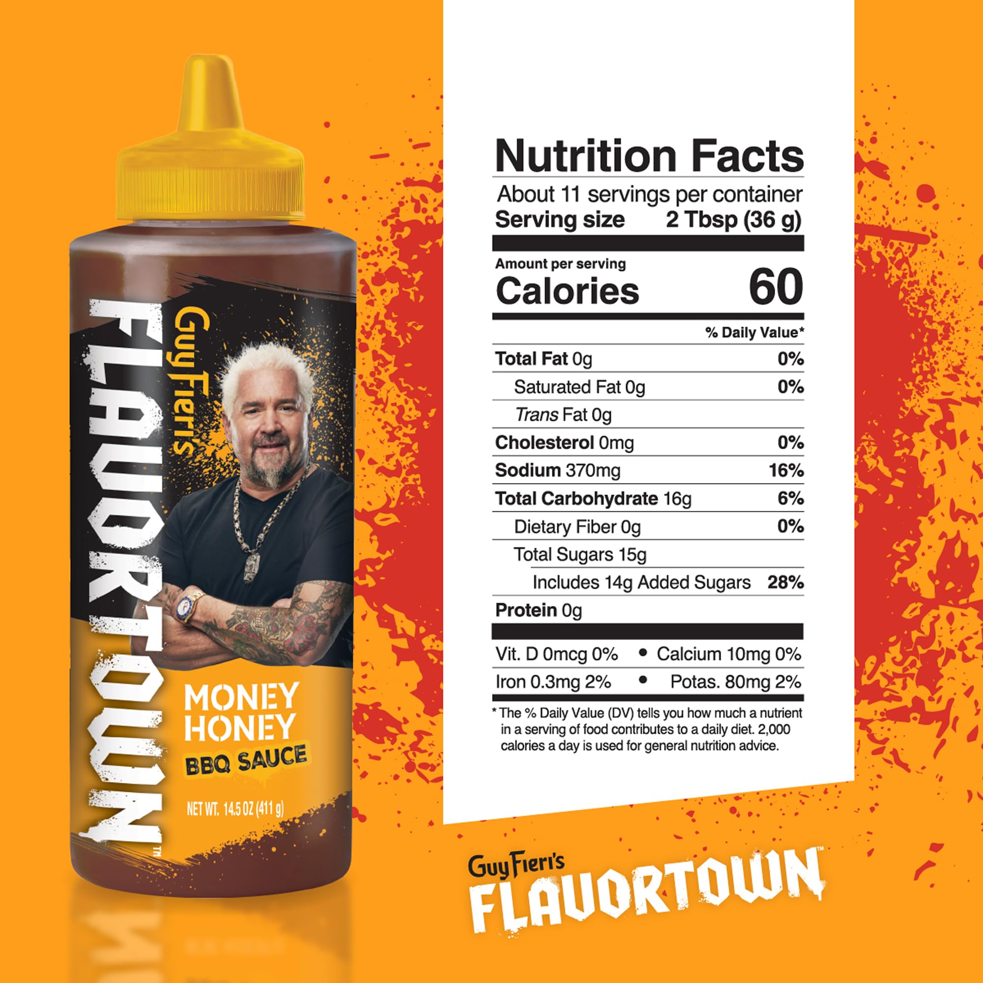 Guy Fieri's Flavortown BBQ Sauce Variety Pack - Gluten-Free Honey BBQ Sauce, Smokey Barbecue Sauce Set, For Chicken Wings & Ribs - Smokin' Hickory