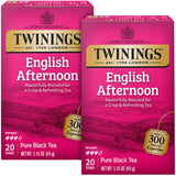 Twinings Tea, English Afternoon Tea 2-Pack - Uplifting and Refreshing Caffeinated Black Tea Bags Individually Wrapped, 20 Count Each