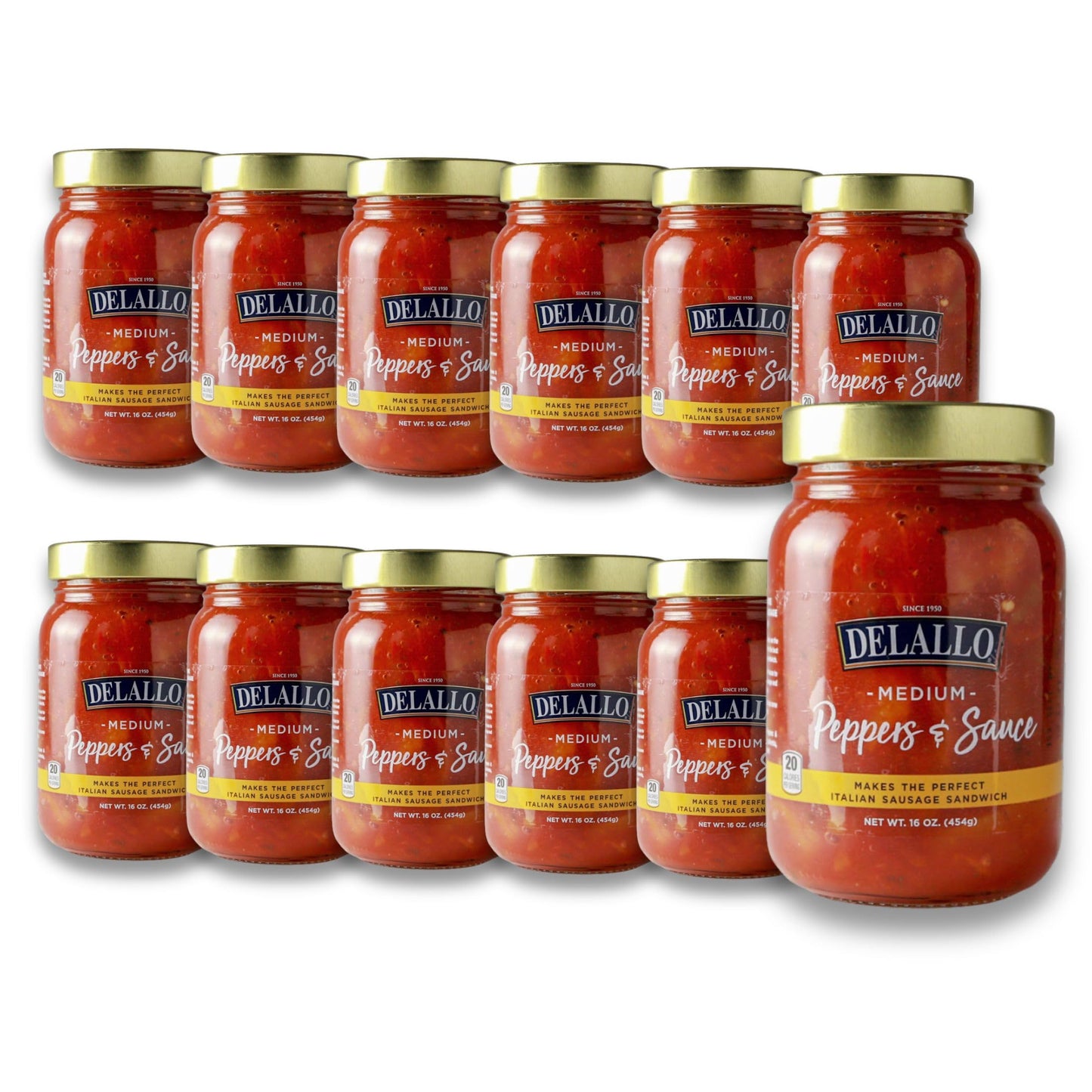 DeLallo Peppers and Sauce, Medium Spice, Homestyle Tomato Sauce with Bell Pepper Chunks and Zesty Banana Peppers, For Italian Sausage and Pasta