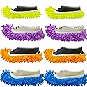 M-jump 8 PCS 4 Pairs Duster Mop Slippers Cover, Multi Function Chenille Fibre Washable Dust Mop Floor Cleaning Shoes for Bathroom, Office, Kitchen