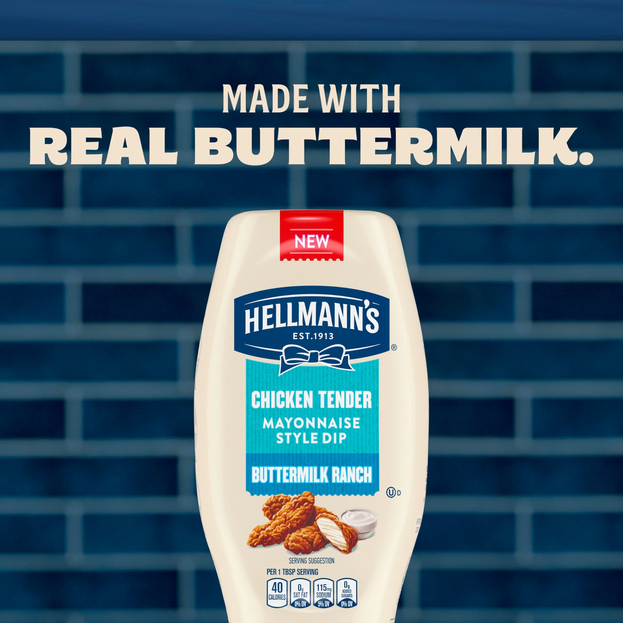 Hellmann's Buttermilk Ranch Chicken Tender Mayonnaise Style Dip Buttermilk Ranch Delicious Flavor No Artificial Flavors 11.5 Fl Oz