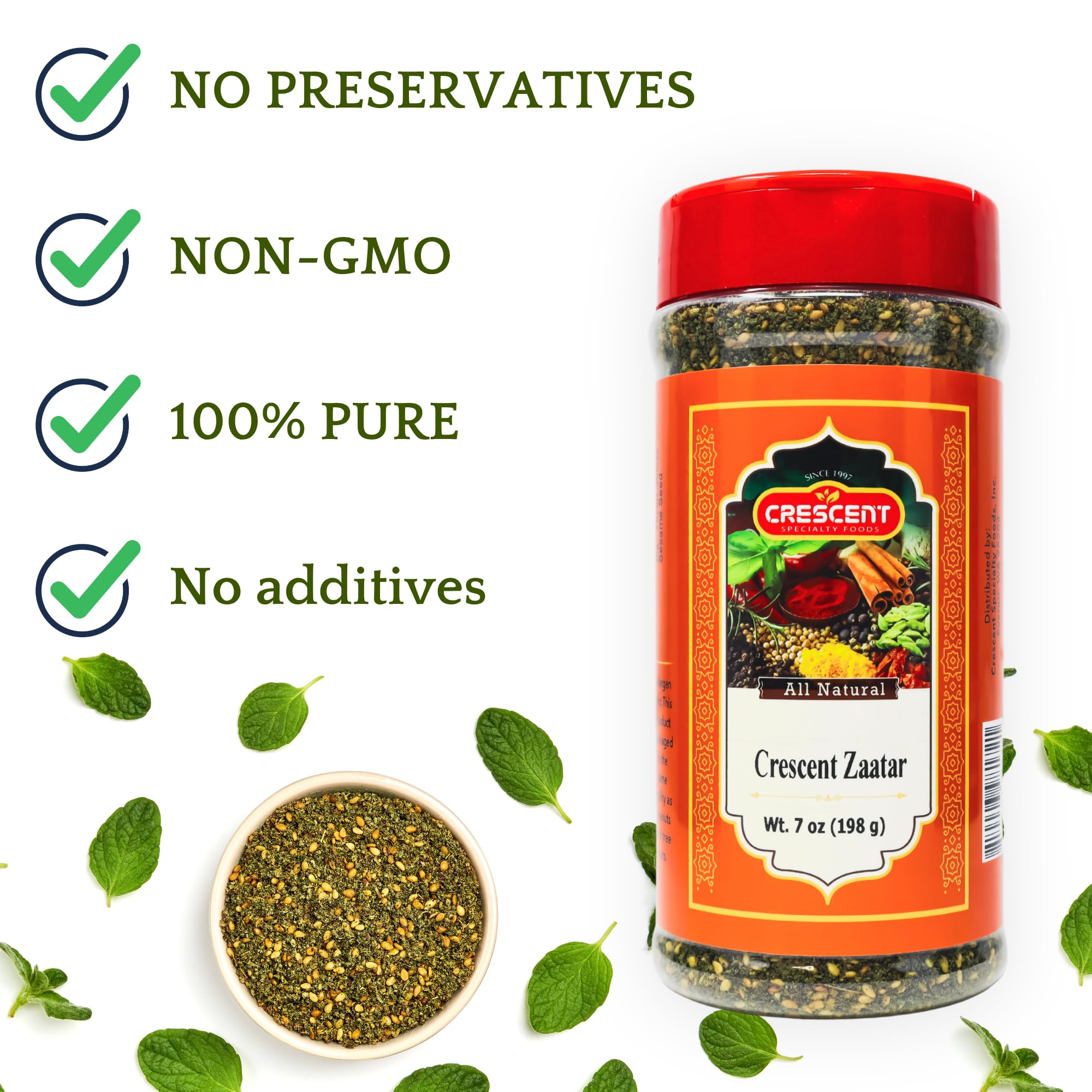 Crescent Zaatar Premium Mediterranean Spice Blend, 6.5 oz