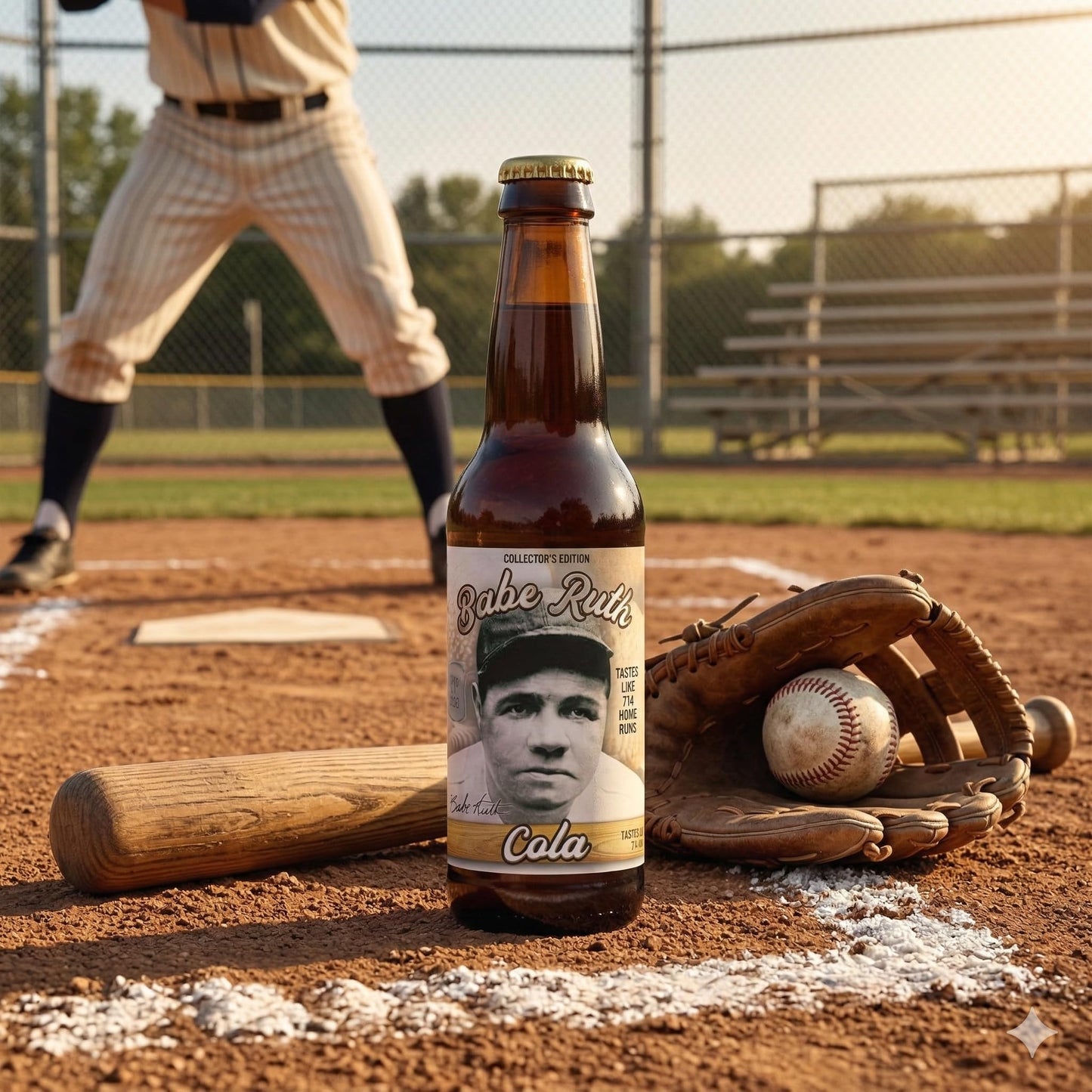 Rocket Fizz Babe Ruth Cola Soda Flavor | Cane Sugar | Craft Soda Pop Drinks | 12 oz in Glass Bottle (6 Pack)