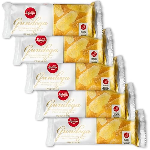 Laima Lemon Agar Jelly Slices, 170 g Package (Pack of 5), Gundega (Buttercup)