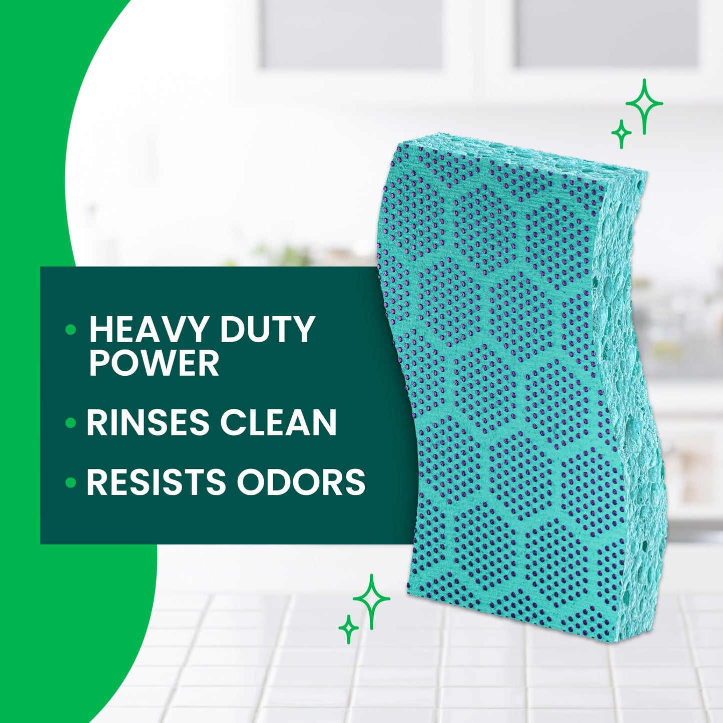 Scotch-Brite Odor Resist Heavy Duty Scrub Sponge, Dishwasher-Safe Kitchen sponges for Serious Scrubbing, Multipurpose Dish Sponge for Stuck-On Messes