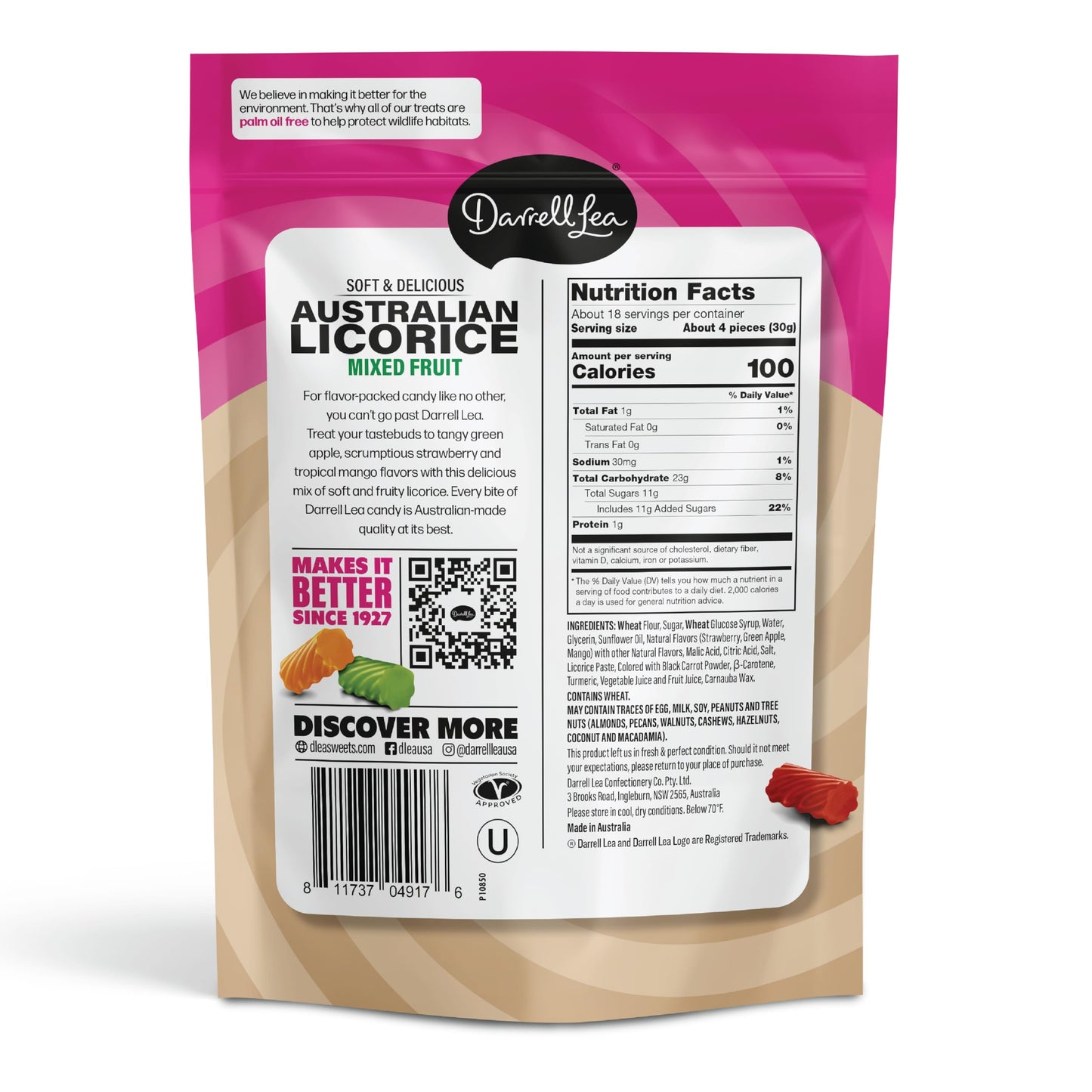 Darrell Lea Family Size Soft Australian Licorice, Non-GMO, No Palm Oil, Vegetarian Friendly, No High Fructose Corn Syrup, Soft & Chewy Licorice Candy