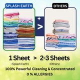 Splash Earth Laundry Detergent Sheets (32 Loads, Unscented), Eco-Friendly Washer Sheets Detergent, Plastic-Free Travel Laundry Soap, 16 Strips